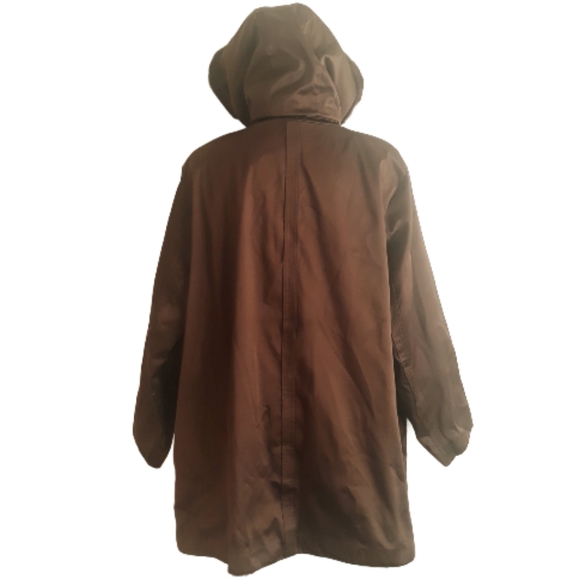 Jones New York Brown Satin Faux Fur Hooded Coat- Size 1X - Picture 11 of 12